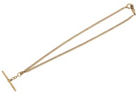 An 18ct gold fine curb-link Albert chain, with T-bar and lobster claw clasp, suspending a gilt watch key, maker’s...