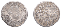 Poland, Sigismund III Vasa, Trojak or 3 Grosze, 1589, Przegonia shield, Poznań, 2.16g/12h (Iger P89). Almost very...