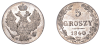 Poland, Nicholas I, 5 Groszy, 1840mw, Warsaw (KM 111a). Lightly toned with underlying bloom, good extremely fine,...
