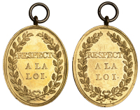 France, Respect à la loi, c. 1793, a gilt copper medal by F. Maurisset, Convention type, 52 x 45mm (cf. Hennin...