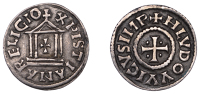 France: Carolingians, Louis the Pious (814-40), Denier, uncertain mint, h lvdovvicvs imp, cross with pellets in...