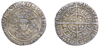 Henry VI (First reign, 1422-1461), Rosette-Mascle issue, Halfgroat, Calais, mm. crosses IIIa/V, mascles after rex...
