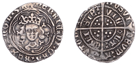 Henry VI (First reign, 1422-1461), Leaf-Mascle issue, Halfgroat, Calais, mm cross V, leaf on tressure below breast,...