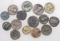 Septimius Severus (193-211), Sestertius, 195-6, laureate bust right, drapery on left shoulder, rev. Roma, helmeted...