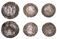 Charles II, Third Hammered issue, Halfgroat, 0.98g/7h, Pennies (2), 0.53g/6h, 0.48g/12h (S 3326-7) [3]. First...