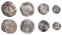 Henry VIII, Third coinage, Halfgroats (2), Bristol, mm. WS on rev., 1.02g/8h, Canterbury no mm., 1.09g/3h, Penny,...