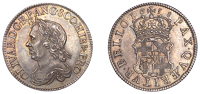 Oliver Cromwell, Shilling, 1658, 6.03g/6h (Lessen J28; ESC 254; N 2747; S 3228). Brilliant and practically mint...