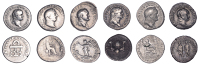 Vitellius (69), Denarius, 69, laureate head right, rev. Vesta, veiled and draped, seated right on throne, holding...