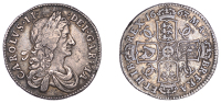 Charles II (1660-1685), Milled coinage, Shilling, 1663, first bust, reads gartia, 5 harp strings, 5.92g/6h (ESC 503;...