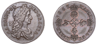 Charles II (1660-1685), Milled coinage, Pattern Shilling [or Farthing], 1663, in copper, unsigned [by J. Roettiers],...