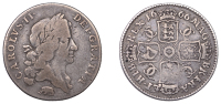 Charles II (1660-1685), Milled coinage, Shilling, 1666, Guinea head, elephant below, harp with 5 strings, 5.85g/6h...