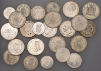 Miscellaneous, ECUADOR, Republic, 5 Sucres, 1943mo, Mexico City (KM 79); MALTA, Elizabeth II, 2 Liri, 1972, Fort St....