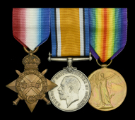 Three: Able Seaman C. J. Oates, Royal Navy, lost in H.M. Submarine E-5 in March 1916

1914-15 Star (J.4526. C. J....