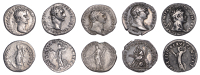 Domitian (81-96), Denarius, 93-4, laureate head right, rev. Minerva standing left, holding thunderbolt and spear,...