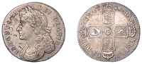 James II (1685-1688), Shilling, 1688/7, harp with 5 strings, 5.96g/6h (ESC 772; S 3410). Obverse with surface...