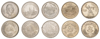 Egypt, Republic, 50 Qirsh, AH 1375 (1956), Evacuation of the British, Cairo (KM 386); United Arab Republic, Pound...