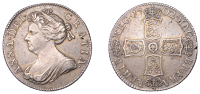 Anne (1702-1714), Shilling, 1702, first bust, harp with 6 strings, 5.94g/6h (ESC 1385; S 3583). Good fine, toned	...