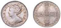 Anne (1702-1714), Shilling, 1704, second bust, harp with 6 strings, 6.09g/6h (ESC 1389; S 3587). Some porosity on...