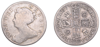 Anne (1702-1714), Shilling, 1705, second bust, roses and plumes in angles, harp with 6 strings, 5.73g/6h (ESC 1393;...