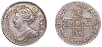 Anne (1702-1714), Shilling, 1709e*, Edinburgh local bust 5, narrow shields, harp with 6 strings, 5.88g/6h (ESC 1444;...