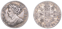 Anne (1702-1714), Shilling, 1710, fourth bust, roses and plumes, harp with 6 strings, 5.86g/6h (ESC 1405; S 3617)....