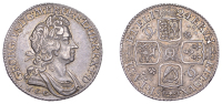 George I (1714-1727), Shilling, 1724, second bust, w·c·c· below, plume and interlinked cs in angles, harp with 6...