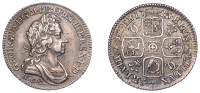 George I (1714-1727), Shilling, 1725, second bust, w·c·c· below, plume and interlinked cs in angles, reads a :...