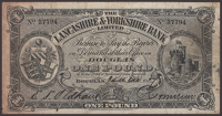 Lancashire & Yorkshire Bank Limited, £1, 24 December 1927, serial number 37794, Milner and Oldham signatures, minor...
