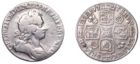 George I (1714-1727), Shilling, 1727, second bust, roses and plumes, no stops on obv., harp with 7 strings, 5.82g/6h...