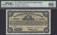Westminster Bank Limited, £1, 21 October 1960, serial number 239915, Barlow and Russell signatures, in PMG holder...