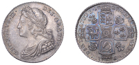 George II (1727-1760), Shilling, 1727, roses and plumes, harp with 7 strings, 6.03g/6h (ESC 1695; S 3698). Extremely...