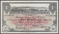 Isle of Man Bank Limited, £1, 28 January 1927, serial number S/1 2715, Quayle and Cubbon signatures, left half...