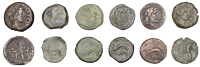 Greek Coinages, IBERIA, Carteia, c. 1st Century BC, Semisses (3), diademed head of Neptune right, rev. dolphin...