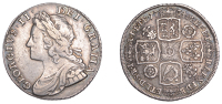 George II (1727-1760), Shilling, 1734, roses and plumes, harp with 9 strings, 5.96g/6h (ESC 1706; S 3700). Good...
