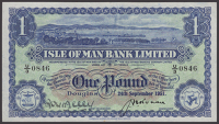 Isle of Man Bank Limited, £1, 24 September 1951, serial number U/3 0846, Ronan and Kelly signatures, central fold,...