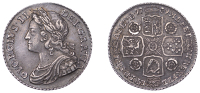 George II (1727-1760), Shilling, 1739, roses in angles, normal Garter Star, harp with 8 strings, 6.04g/6h (ESC 1713;...