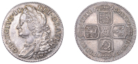 George II (1727-1760), Shilling, 1746, lima below bust, harp with 7 strings, 6.02g/6h (ESC 1725; S 3703). Good very...