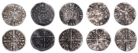 Edward I, Penny, class 3b, Canterbury, 1.24g/11h (N 1017; S 1388); Edward II, Penny, class 14, Bury St Edmunds,...