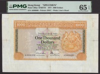 Hong Kong & Shanghai Banking Corporation, a fully-printed proof on watermarked paper for $1000, 31 March 1977,...
