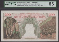 Institut d’Emission des Etats du Cambodge, du Laos et du Vietnam, 200 Piastres, ND (1953), serial number R.142...