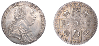 George III (1760-1820), Pre-1816 issues, Shilling, 1787, no hearts, stops by date, no stop over head, harp with 7...