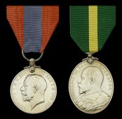 Pair: Trumpeter W. H. Denham, Royal 1st Devon Yeomanry

Imperial Service Medal, G.V.R., Circular issue, 1st...