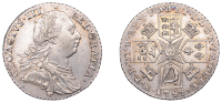 George III (1760-1820), Pre-1816 issues, Shilling, 1787, with hearts, harp with 7 strings, 6.01g/12h (ESC 2129; S...