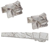 A pair of Finish silver cufflinks by Bjorn Weckström, 1969, and a tie clip by Lapponia / BjornWeckström, 1993,...