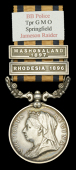 The British South Africa Company medal awarded to Trooper G. M. O. Springfield, Bechuanaland Border Police, a...