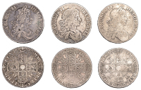 Charles II, Crowns (3), 1664 (2), 1667 (ESC 362, 372; S 3355, 3357) [3]. Fair or better	 £120-£150