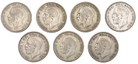George V, Halfcrowns (7), all 1930 (ESC 3739; S 4037) [7]. Fine to very fine, scarce	 £120-£150