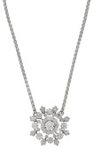 A diamond pendant, the openwork cluster set throughout with old brilliant-cut diamonds, suspended by a 9ct gold...