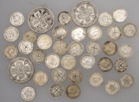 George V, Florins (3), all 1932 (S 4038); together with miscellaneous George VI Threepences in silver (34), various...