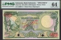 Bank Indonesia, specimen 2500 Rupiah, ND (1957), serial number A0000, specimen number 17, red SPECIMEN overprints...